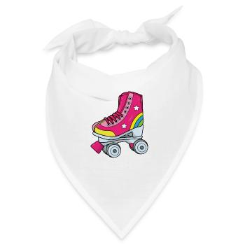 Rollschuhe - Pinker Rollschuh mit Regenbogen - Bandana - Weiß - Vorne