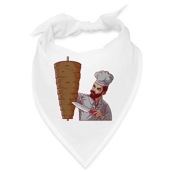 DÖNER KEBAP BAE Schneidet Im Döner Restaurant - Bandana - Weiß - Vorne