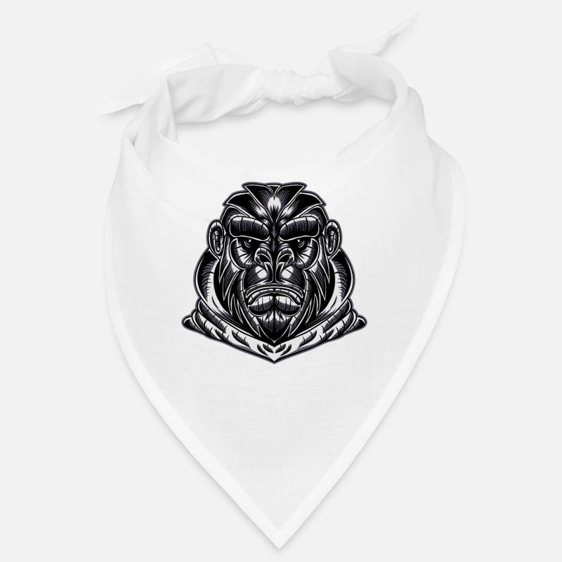Gorille Dos argenté Noir Singe Blanc Cadeau Bandana