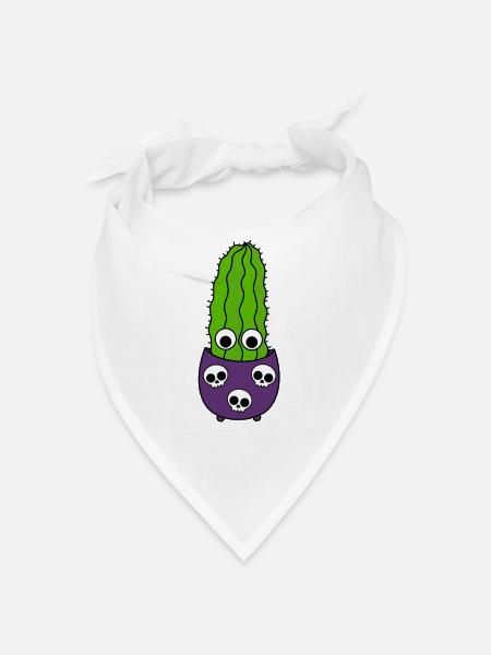 Tall Kaktus In Halloween Skull Pot - Bandana - Weiß - Vorne