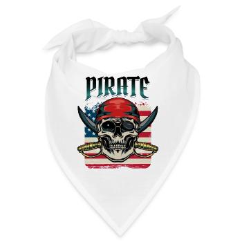 Piratenflagge Piratenschädel Säbel Pirat Geschenk - Bandana - Weiß - Vorne