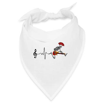Rock and Roll mit Skelett Punker und Gitarre - Bandana - Weiß - Vorne