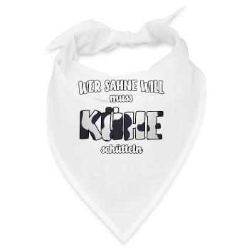 Wer Sahne will muss Kühe schütteln Geschenk - Bandana - Weiß - Vorne