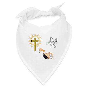 Baby Taufen mit Taube und Kreuz - Bandana - Weiß - Vorne
