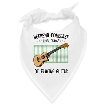 Gitarre auf grünem Raster - Bandana - Weiß - Vorne