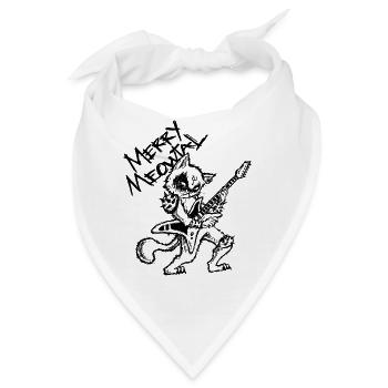Heavy Metal Katze Rock Gitarre Gitarrist Xmas Cat - Bandana - Weiß - Vorne