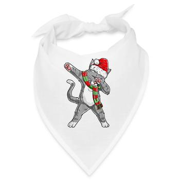 Dabbing Christmas Cat - Bandana - Weiß - Vorne
