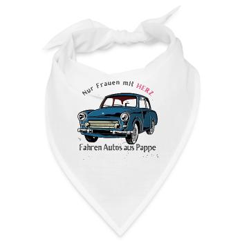  Trabi DDR Nostalgie Frauen mit Herz Pappe - Bandana - Weiß - Vorne