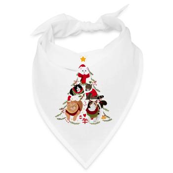 Weihnachtsbaum Katze Weihnachten Bescherung Katzen - Bandana - Weiß - Vorne