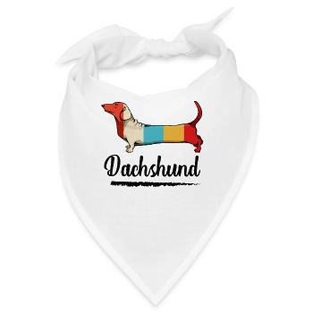 Bunter Dackel Farbblöcke - Bandana - Weiß - Vorne