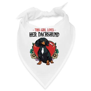 Dackel Herz Blumen Motiv - Bandana - Weiß - Vorne