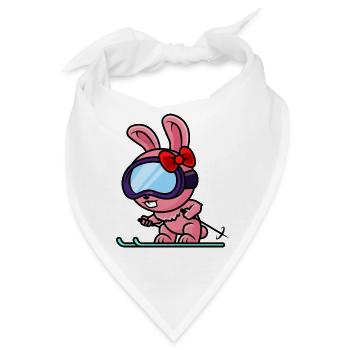 Skihase Ski Fahren - Bandana - Weiß - Vorne