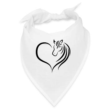 Pferde Liebe Herz - Bandana - Weiß - Vorne