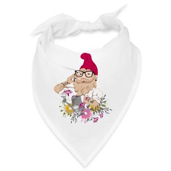 Ein Gartenzwerg als Hipster mit Brille und Tattoos - Bandana - Weiß - Vorne