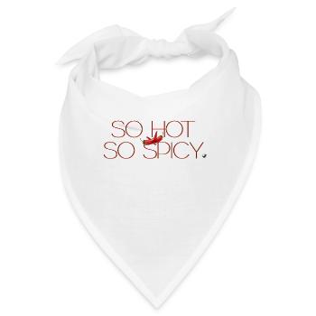 Schriftzug so hot so spicy mit Rote Chilischoten - Bandana - Weiß - Vorne
