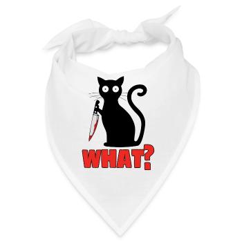 What? Katze Messer Pyscho Haustier Freaky Geschenk - Bandana - Weiß - Vorne