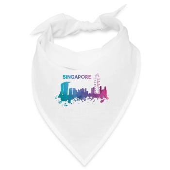 Wunderschöne Singapur Skyline in bunten Farben - Bandana - Weiß - Vorne