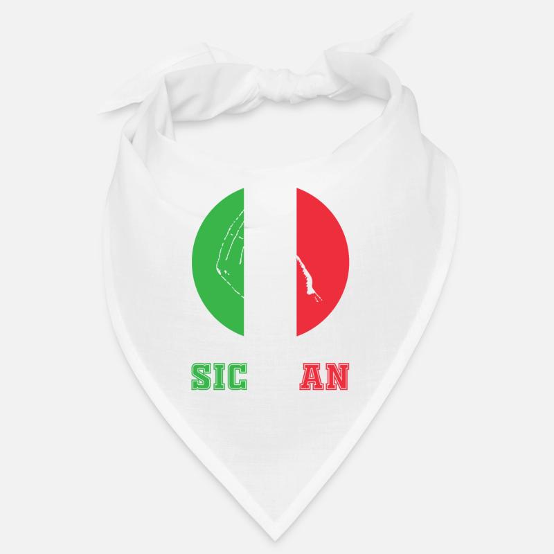 Drapeau de geste de main Italie Sicile - Bandana - blanc