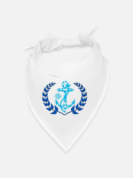 Anchor compass sailor nautical Ahoy laurel wreath - Bandana - white - Front