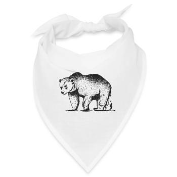 Grizzly Bär in schwarz weiß Zeichung grizzly - Bandana - Weiß - Vorne