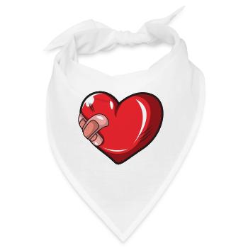 Verletztes Herz mit Pflastern Geschenk - Bandana - Weiß - Vorne