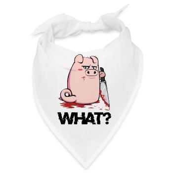 Blutiger Messer-Pig mit schwarzem Humor - Bandana - Weiß - Vorne