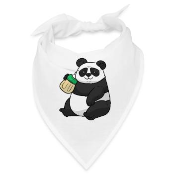 Baby Panda mit Trinkflasche - Bandana - Weiß - Vorne