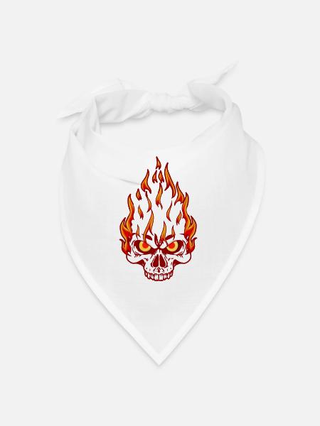 Hardrock Rocker Tatuaje Cráneo Llama de la Motocicleta - Bandana - blanco