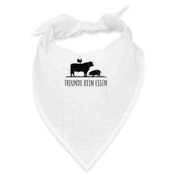 Freunde Essen Vegan Tierschutz Mundschutz Maske - Bandana - Weiß - Vorne