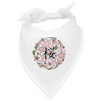 traditionelle japanische Sakura-Kirschblüte - Bandana - Weiß - Vorne