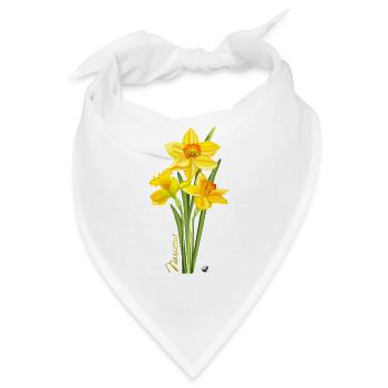 Gelbe Narzissen Illustration - Bandana - Weiß - Vorne