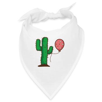 Kaktus und Luftballon - Liebe trotz Hindernis - Bandana - Weiß - Vorne