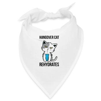 Hangover Cat Rehydrates Trinken Alkohol Kater - Bandana - Weiß - Vorne