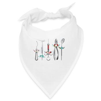 XASTY Lustiges Zahnpflege Instrumente Zahn Shirt - Bandana - Weiß - Vorne