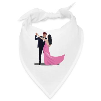 Dancing Silhouette Couple Dancers Romantic Dance - Bandana - Weiß - Vorne