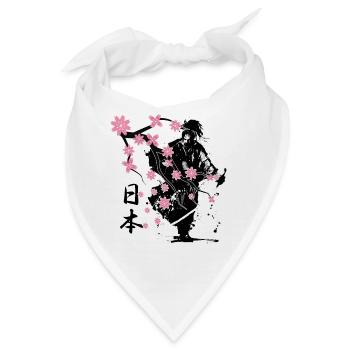 Samurai Krieger Sakura Blumenstil - Bandana - Weiß - Vorne