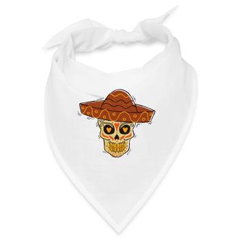 Totenkopf mit einem Sombrero - Bandana - Weiß - Vorne