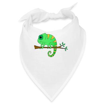 Chamäleon auf einem Ast - Bandana - Weiß - Vorne