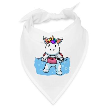 Einhorn Baby Schwimmen Schwimmbad Freizeit Kinder - Bandana - Weiß - Vorne