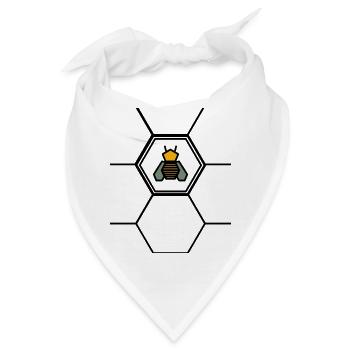 Biene in Wabe - Bandana - Weiß - Vorne