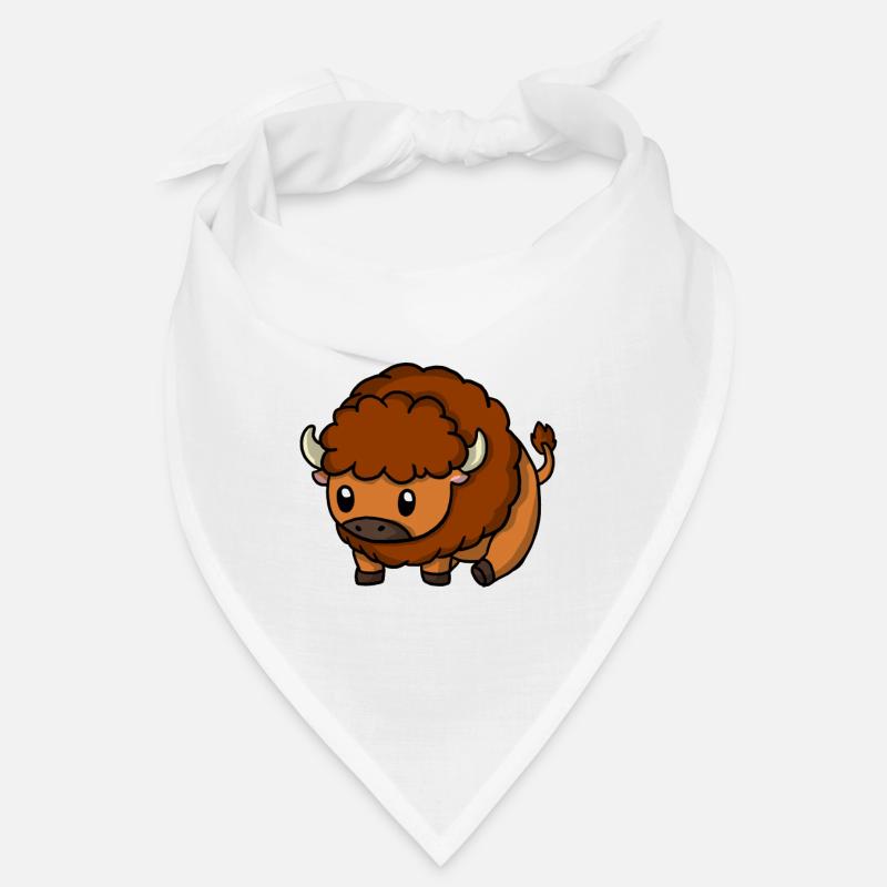 Süßer Bison Büffel Wild Rind Geschenk - Bandana - Weiß
