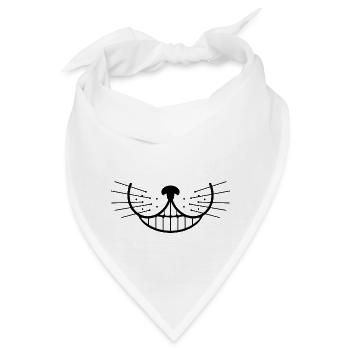 Katze grinsen Grinsekatze Miezekatze Miau Maske - Bandana - Weiß - Vorne