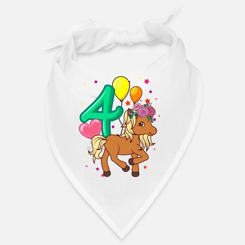Kinder Geburtstagsshirt Pferd 4 Geburtstag Mädchen Bandana