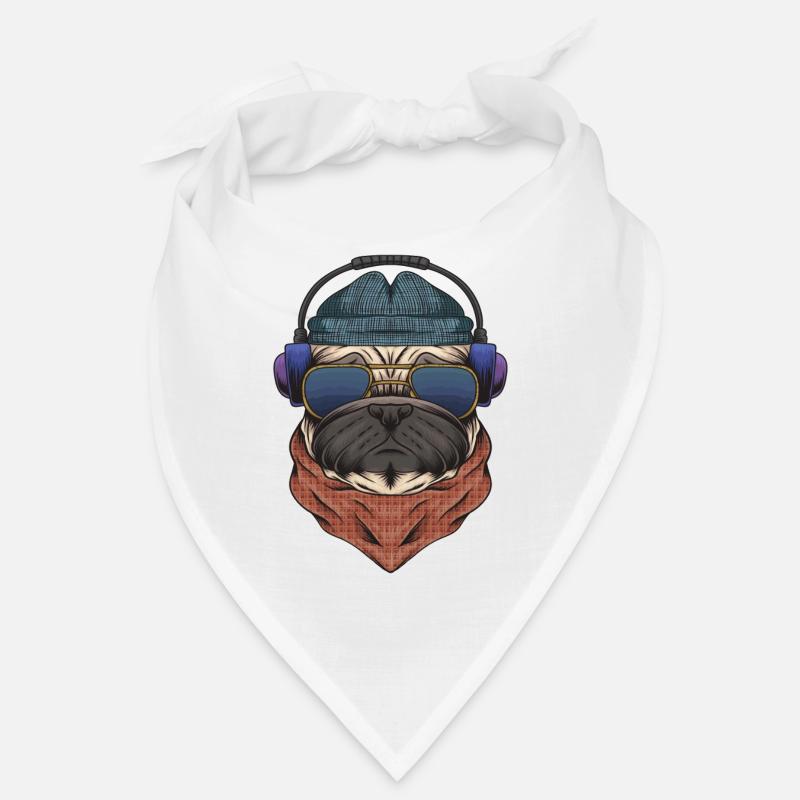 Cooler Mops DJ mit Kopfhörergeschenk für DJs oder Mops Bandana