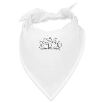 Rennwagen - one line drawing - Bandana - Weiß - Vorne