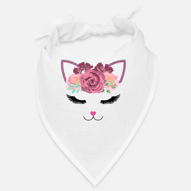 Visage de chat fleurs cadeau d'amant de chat Bandana