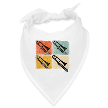 Vintage Retro Posaune Posaunen Entwurf - Bandana - Weiß - Vorne