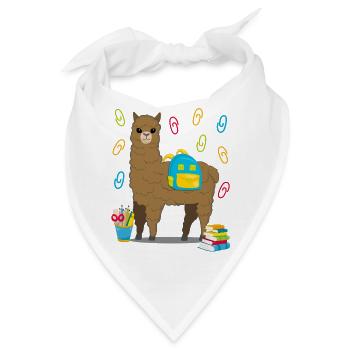 Lama Alpaka Einschulung Schulbeginn Geschenk - Bandana - Weiß - Vorne