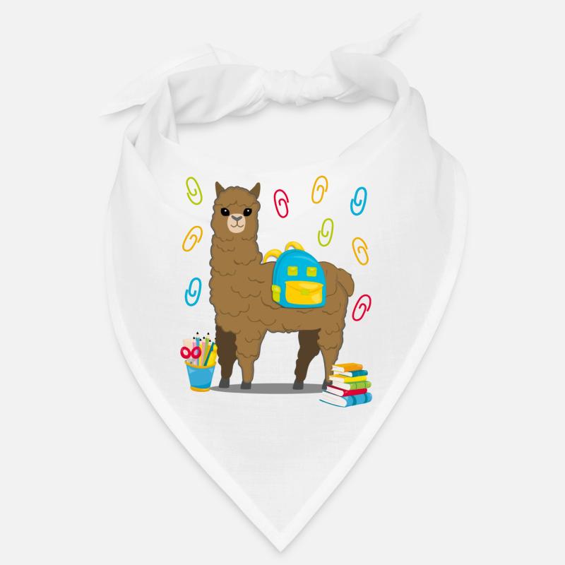 Lama Alpaka Einschulung Schulbeginn Geschenk - Bandana - Weiß