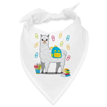 Lama Alpaka Einschulung Schulbeginn Geschenk 2020 - Bandana - Weiß - Vorne